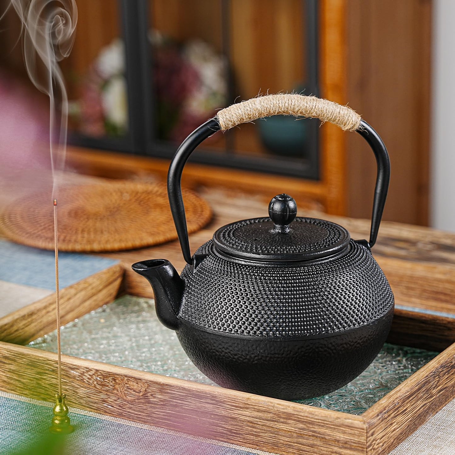 Sungmor Black Cast Iron Teapot Warmer - Base with Candle Holder | Heat Retaining Stand for Tetsubin or Glass & Ceramic Teapots
