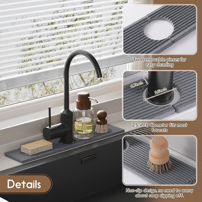Faucet Mat for Kitchen Sink, Diatomite Quick Drying Tray , 15.8 Inch Kitchen Sink Splash Guard and Bathroom Stone Trays for Counter. Super Absorben.White.