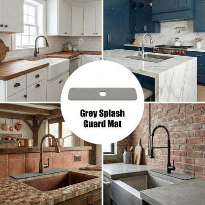 Cuttable Kitchen Sink Faucet Mat: 30" Lx5.5 W Splash Guard with Center Hole | Customizable Absorbent Non-slip Fabric Rubber Mat, Cut to Fit 2,3,4 Holes Irregular Sink with Soap Dispenser Air Gap