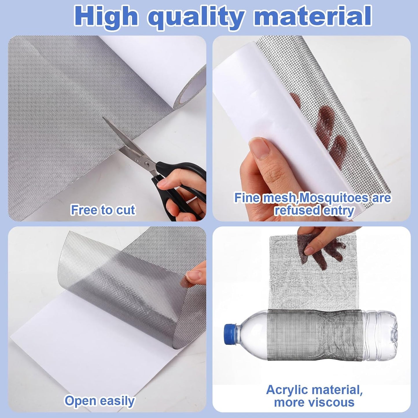CroBlissful 5 Inch X 20 ft Extra Wide Window Screen Tape Mesh Repair, Gray | Strong Adhesive, Waterproof Fiberglass, Screen Repair Kit Patch, for Window Door Tears Holes