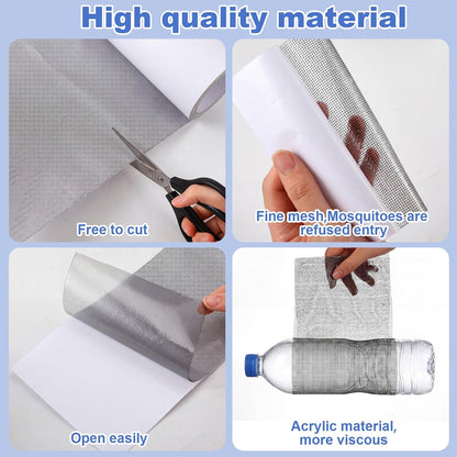 CroBlissful 5 Inch X 20 ft Extra Wide Window Screen Tape Mesh Repair, Gray | Strong Adhesive, Waterproof Fiberglass, Screen Repair Kit Patch, for Window Door Tears Holes