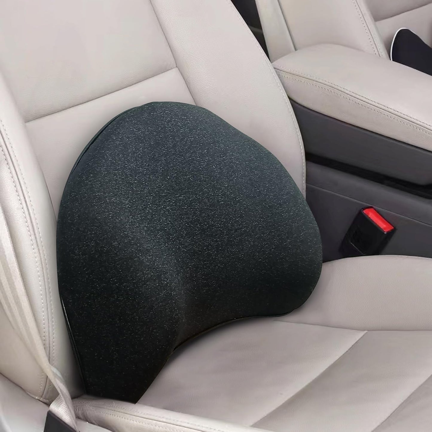 Super Cozy Lumbar Support Pillow for Car/Office Chair, 100% Memory Foam | Lumbar Pillow with Breathable Removable Cover, Ergonomic Design - Back Support for Back Pain Relief(Adjustable Strap, Black)