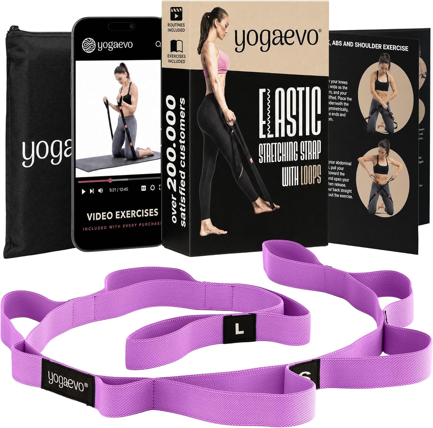 YogaEVO Elastic Stretching Strap with Loops for Physical Therapy