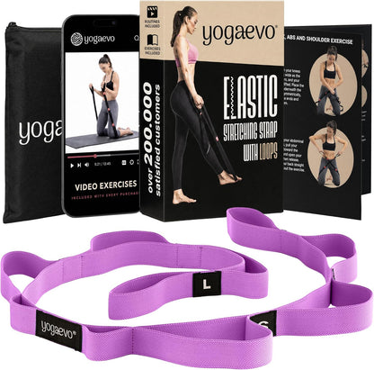 YogaEVO Elastic Stretching Strap with Loops for Physical Therapy