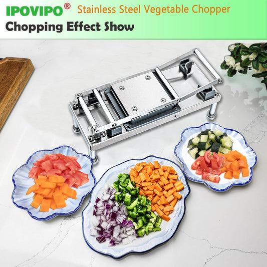 Vegetable Chopper Veggie Cutter Onion Food Potato Dicer with Container | Stainless Steel Construction, Fruit Potato Salad Dicer, Dishwasher Safety, Easy Cleaning, Safety Hand Guards