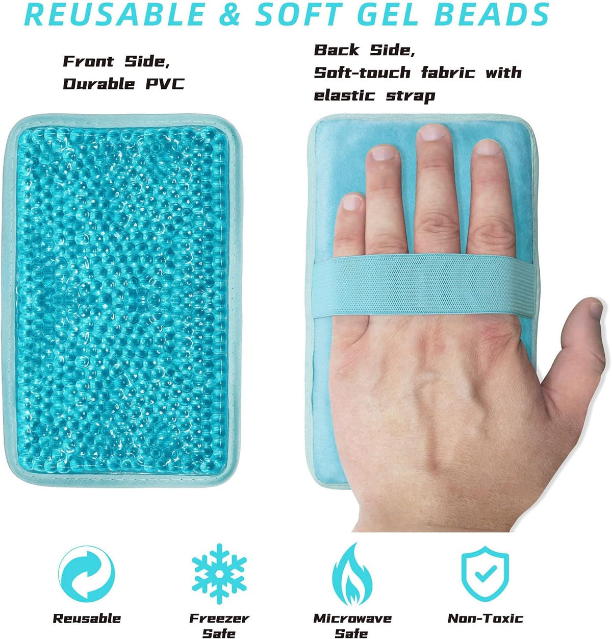 Gel Ice Packs for Injuries Reusable 2 Packs Hot Cold Gel Wrap with Strap