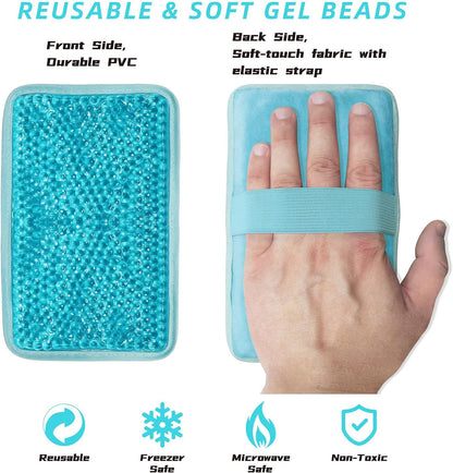 Gel Ice Packs for Injuries Reusable 2 Packs Hot Cold Gel Wrap with Strap