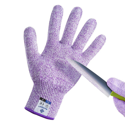 Cutting Gloves, Food Grade Level 5 Protection, Safety Kitchen Cut Gloves for Oyster Shucking, Fish Fillet Processing, Mandolin Slicing, Meat Cutting and Wood Carving. (Violet-Medium 2 Pairs)