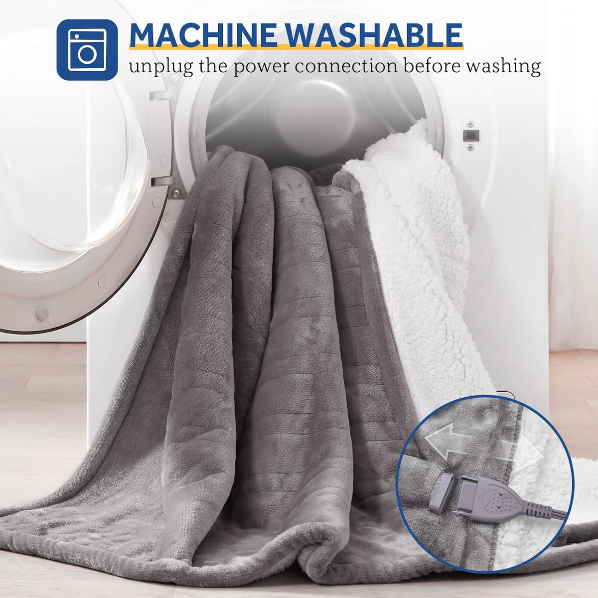 Sealy Electric Throw Blanket Heated Flannel & Sherpa Auto Shutoff 50"x60"