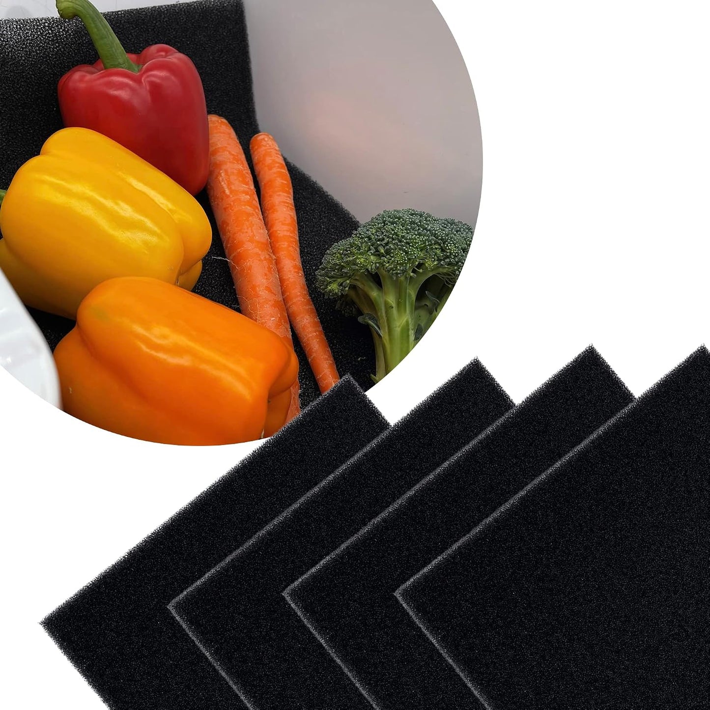 Bluapple FreshMats - Refrigerator Bin Liners, Fridge Drawer Mats - Keeps Produce Fresh Longer, Prevents Bruising, Promotes Air Circulation - BPA-Free Polyurethane Foam - (4-Piece Set, 12"x15", Green)