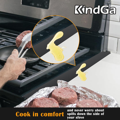 Silicone Stove Counter Gap Cover - 25 Inch Gap Filler 2 Pack Black | Long gap filler seals spills between kitchen appliances Stovetop oven countertop; stove gap cover, gas stove side gap covers