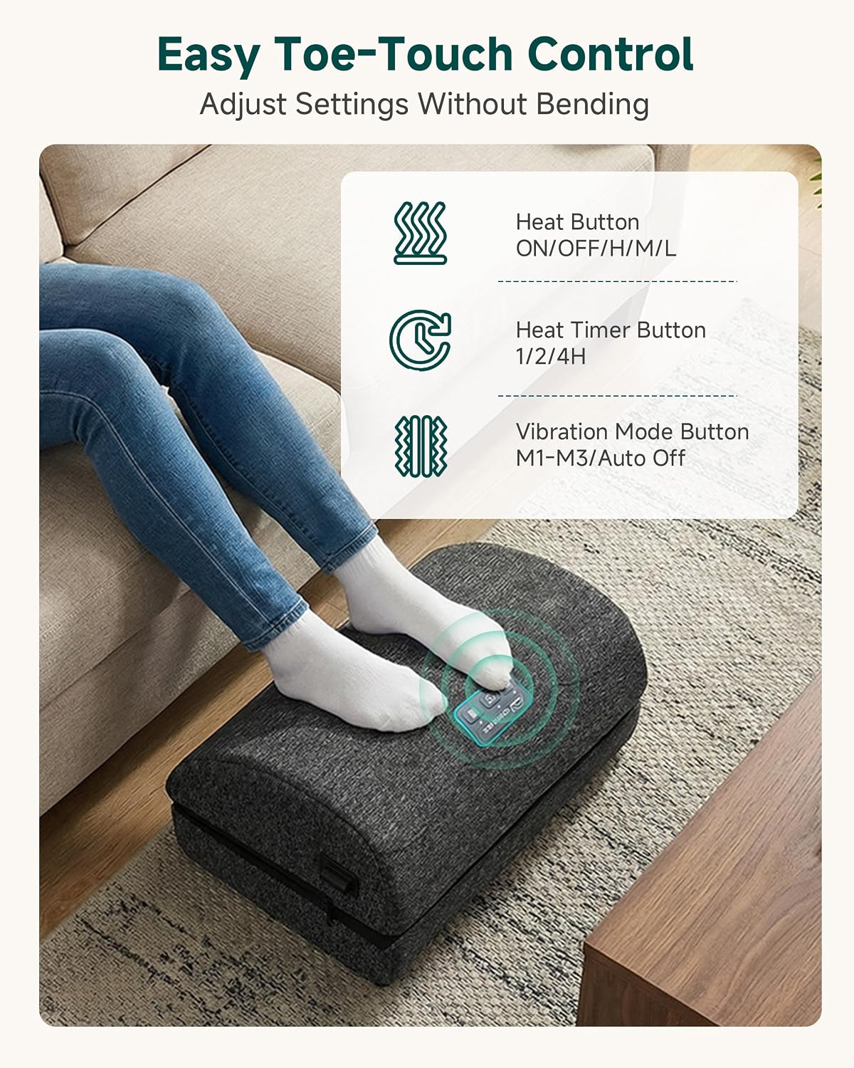Snailax Heated Foot Rest Under Desk, Adjustable Height Foot Stool with Heat