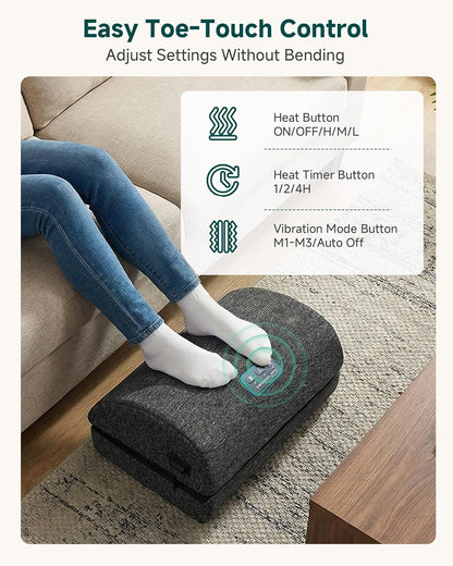 Snailax Heated Foot Rest Under Desk, Adjustable Height Foot Stool with Heat