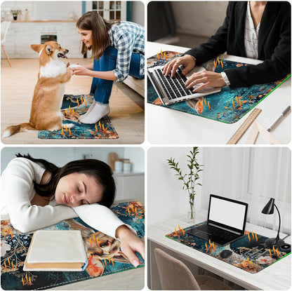 Heated Desk Pad Heated Large Mouse Pad, Electric Quickly Warm Desk Mat with 3 Levels Heating 3 Hours Auto Shut-Off, 31.5" x 13" Warm Gaming Mousepad Hand Foot Warmer, Baby Elephant