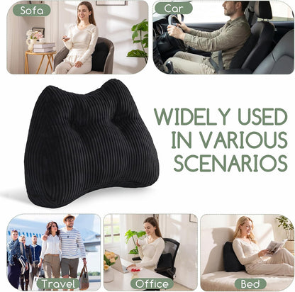 Lumbar Support Pillow for Recliner Chair/Accent Chair/Couch/Office Chair, Tufted Corduroy Back Support Cushion for Elderly, M-Shaped Recliner Cushions for Back Rest, Pain Relief, Reading, Dark Grey