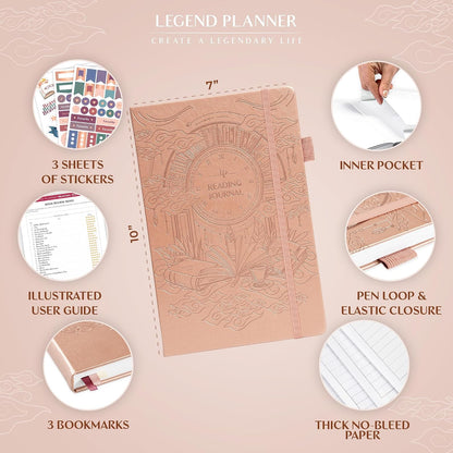 Legend Reading Journal for Book Lovers – Reading Log Tracker for Adults & Kids – Book Nerd Gifts & Accessories, 180 Reviews (Mint Cream)