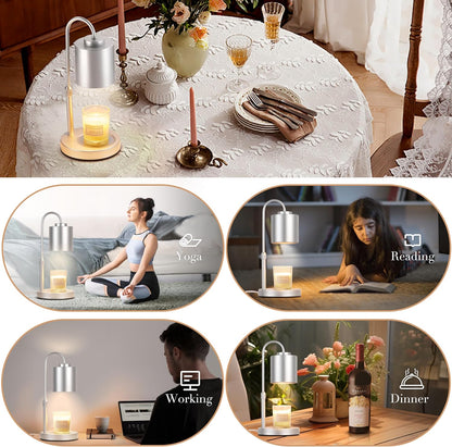 CASTLELIFE Candle Warmer Lamp with Timer & Dimmer, Height Adjustable Electric Wax Melt Warmer for Jar Candles, Gifts for Mom Home Decor, White