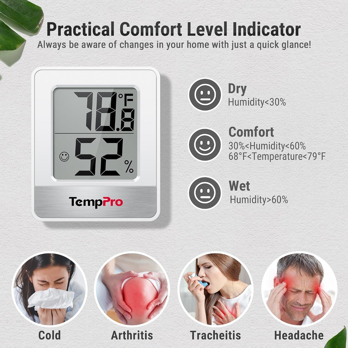 TempPro TP49 Digital Hygrometer Indoor Thermometer | Humidity Meter Room Thermometer with Temperature and Humidity Monitor Mini Hygrometer (Previously ThermoPro)