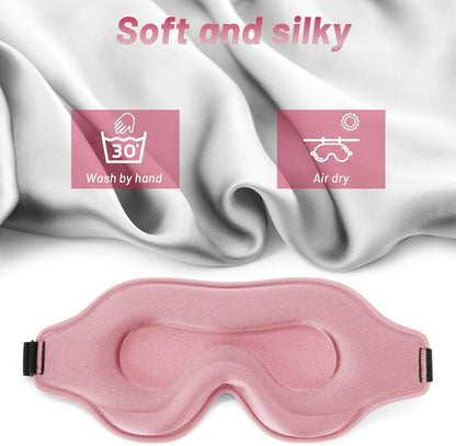 Sleep Eye Mask for Men Women, Lash Extensions 3D Sleeping Mask, Travel Blackout Night Blindfold Eye Shade Cover with Adjustable Strap (Black)
