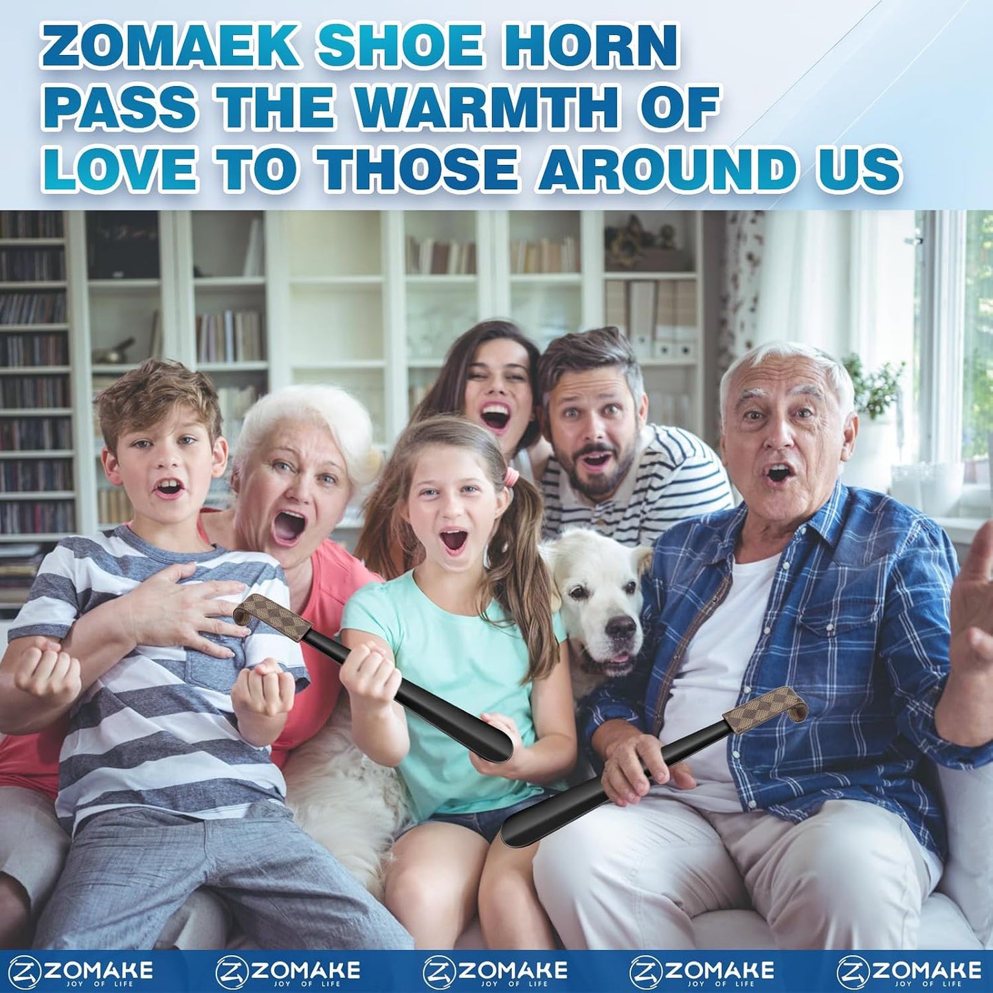 ZOMAKE Shoe Horn Long Handle for Seniors Men Women,Metal Long Shoehorn for Boots,16.5" Shoe Spoon Helper(Brown Handle) | 1Pack Stainless Steel Boot Horn Shoe Spoon Helper, Smooth Edges, Comfort Grip, No Bending Over, Shoe Protection(Brown Handle)