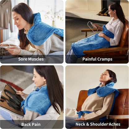 WUGE Fathers Day Dad Gifts, Heating Pad for Neck Shoulder and Back, Birthday Gift for Women Men, Deeper Pain Relief, Large Weighted Heat Pad, ETL Certified, Gray