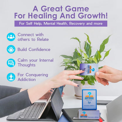 ASKMEANYTHING Recovery Pack Card Game - 100 Cards for Self-Improvement, Coping Skills, and Group Therapy