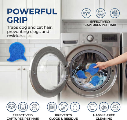 9 PCS Blue Pet Hair Remover for Laundry - High Visibility Reusable Fur Catcher, Traps Hair in Washer & Dryer, for Dog & Cat Hair on Clothes, Bedding (9 Blue Pads)