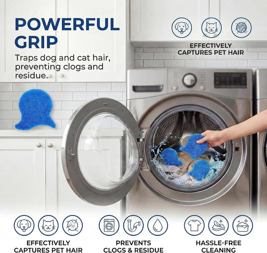9 PCS Blue Pet Hair Remover for Laundry - High Visibility Reusable Fur Catcher, Traps Hair in Washer & Dryer, for Dog & Cat Hair on Clothes, Bedding (9 Blue Pads)