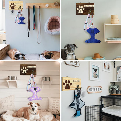 Dog Leash Holder Wall Mount, Pet Harness Hanger with Scrabble Letters, Dog Collar Organizer for Entryway, Memorial Cat Leash Holder for Wall, Pet Loss Gifts, Keepsake, Home Decor PF212-NAT