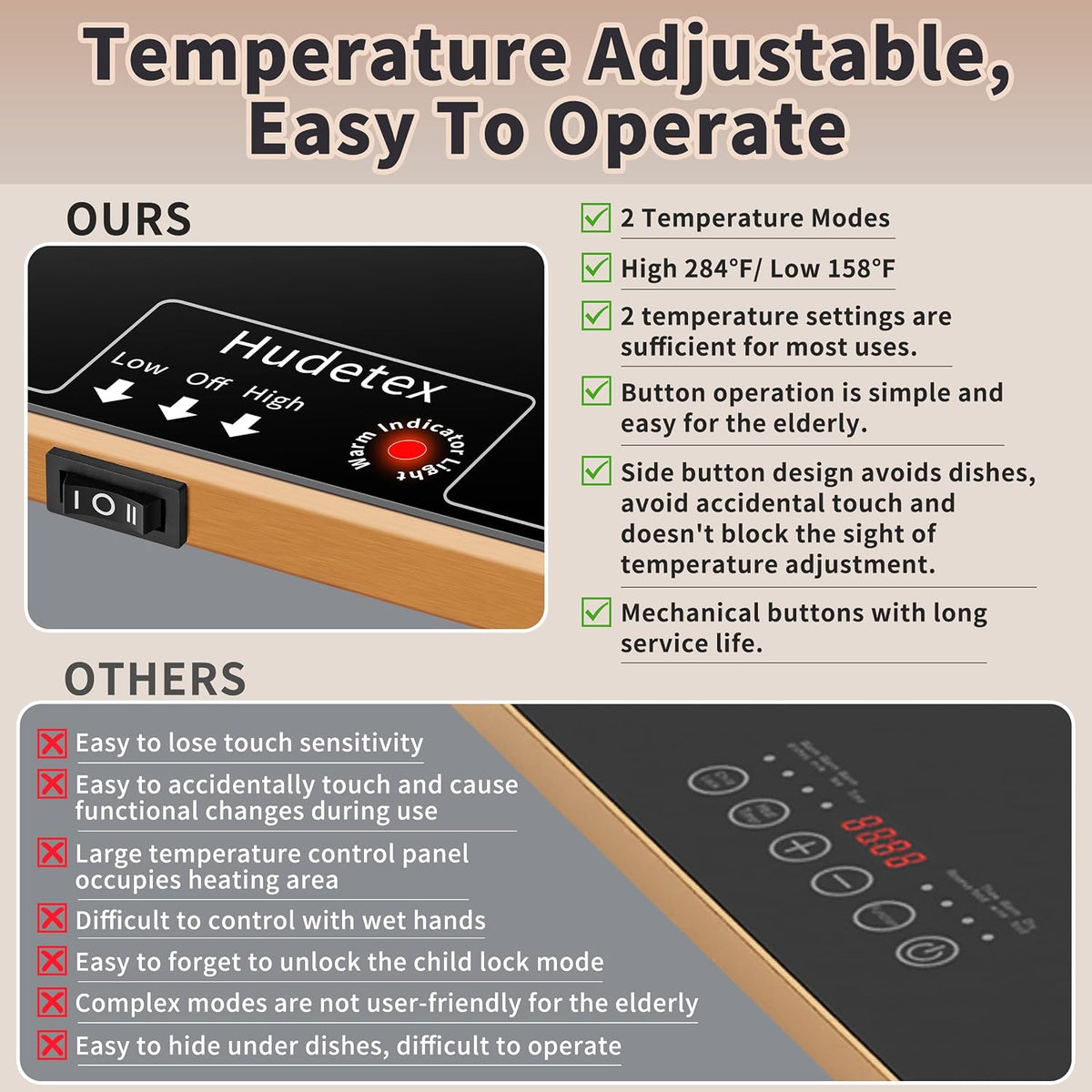 Warming Mat for Food,Extra Long 40"x12",Tempered Glass Warming Tray, Black