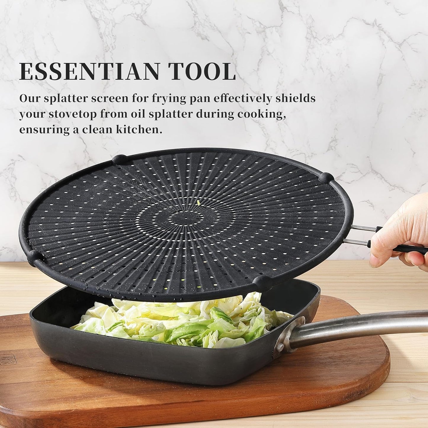 Splatter Screen for Frying Pan,Silicone Grease Splatter Guard, Heat-Resistant Splatter Guards for Cooking,Dishwasher Safe (9.8", 11.4", 13")
