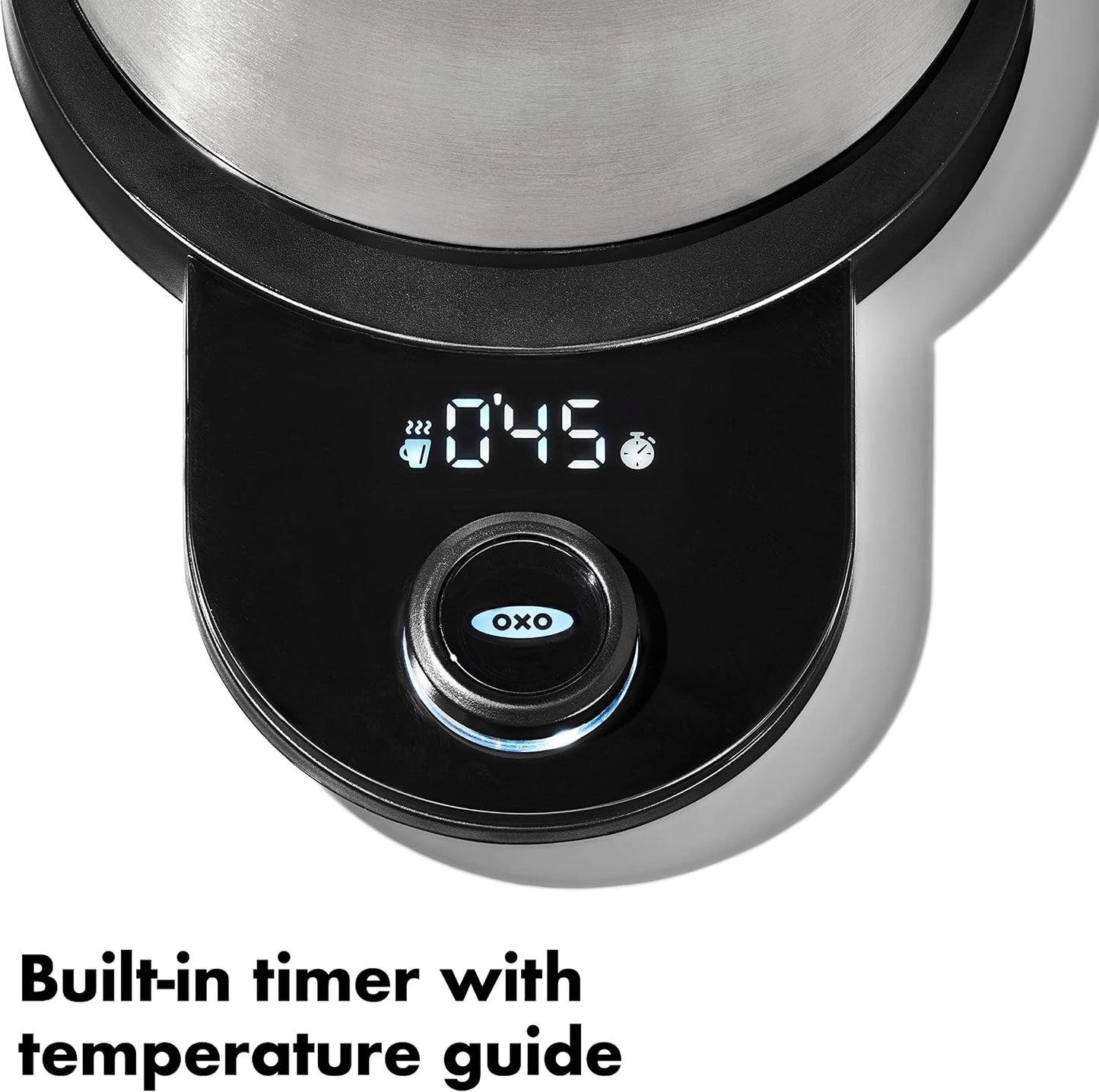 OXO Brew Pour Over Gooseneck Electric Kettle - Stainless Steel | Adjustable Temperature Control, Built-In Timer, Cord Free, Precise Pour, Automatic Shut-Off, Coffee And Tea