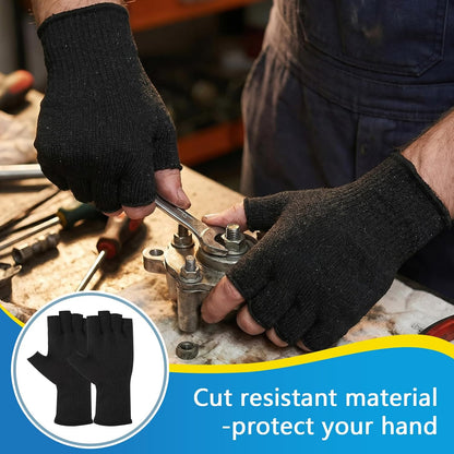 4 Pairs Fingerless Cut Resistant Gloves, High Safety Protection for Thin Skin, Kitchen, Gardening, Fishing & Outdoor Work