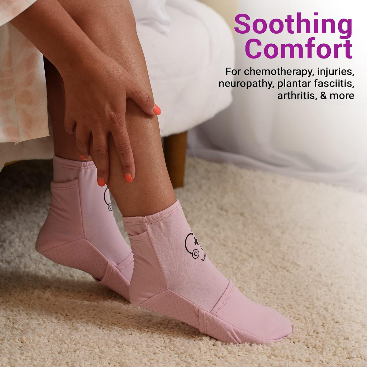Zomaple Cold Therapy Socks, 2 Gel Packs for Neuropathy & Hot Feet Comfort