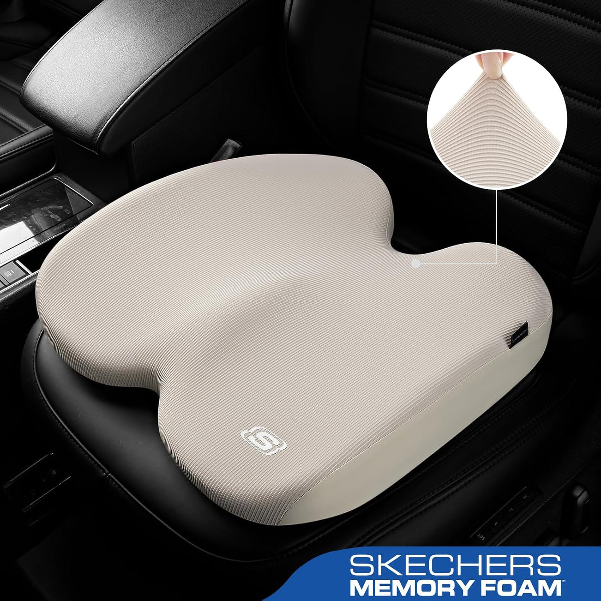 Skechers Seat Cushion, Ergonomic Memory Foam Cushion for Long Sitting Hours on Office & Home Chair, Car Seat Cushion for Sciatica, Coccyx Cushion,Brown