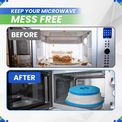 Microwave Splatter Cover 10.5” - Foldable Silicone Microwave Cover for Food | Splatter Covers the Dish and Plate - Durable Silicone Microwave Food Cover Lid With Vents for Microwave Splatter Protection