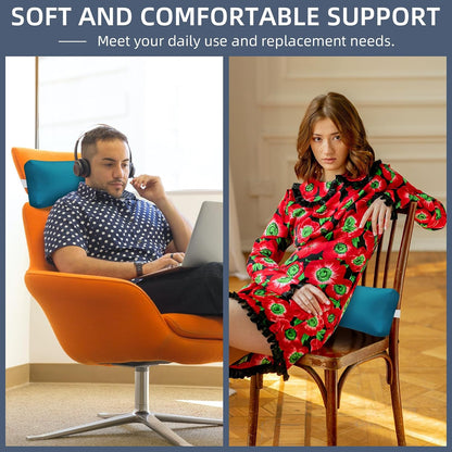 Headrest Pillow for Patio Chaise Lounge Chair, Outdoor Chaise Pillows with Adjustable Elastic Stripe Head Resting Pillows for Recliner Office Chair, Dark Blue 2 Pack