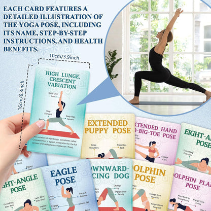 gisgfim Yoga Cards 92 Yoga Poses Workout Positions Flashcards with Instructions Cues and Sanskrit Names for Home Gym Use Beginner Advanced Learner Educational Activity Promote Mindfulness Relaxation