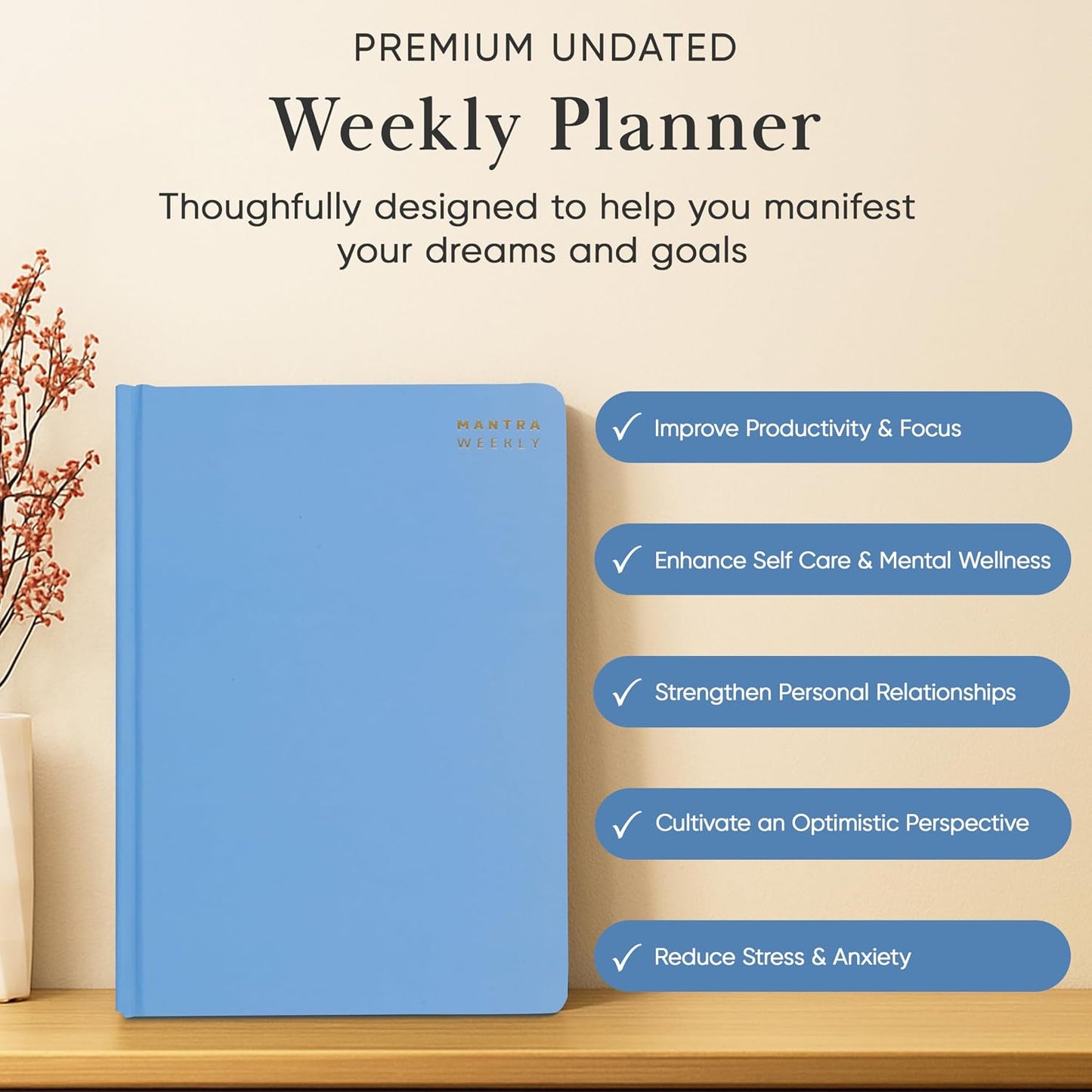 2026 Planner, Daily Journal & Gratitude Journal All-In-One with To Do List, Self Care Prompts & Habit Tracker - 7 x 10 - Pink