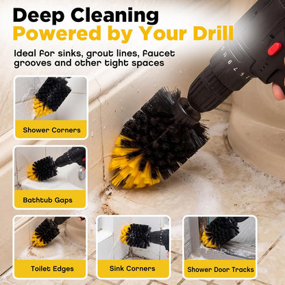 10 Pack Tile Corner Drill Brush Heads Bulk, 1/4 Inch Hex Shank Nylon Drill Brush Attachments for Grout Shower Door Tracks Bathroom Kitchen Bathtub Sink Tiles Corner Cleaning