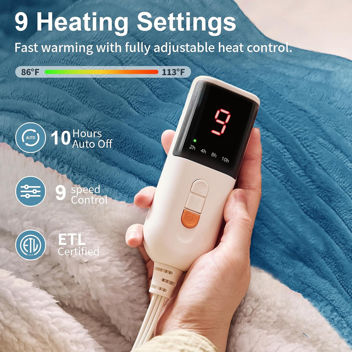 Texciting Heated Blanket 50"X60",Soft Electric Blanket,ETL Certified,Grey