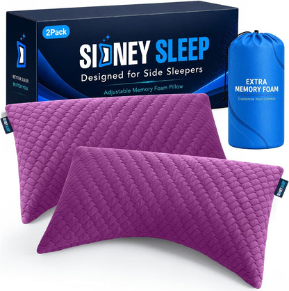 Sidney Sleep Adjustable Curved Pillows for Neck and Shoulder Support with Extra Shredded Fill - Cervical Contour Pillow for Side and Back Sleepers - Queen Size 19" x 29" CertiPUR-US Certified (White)