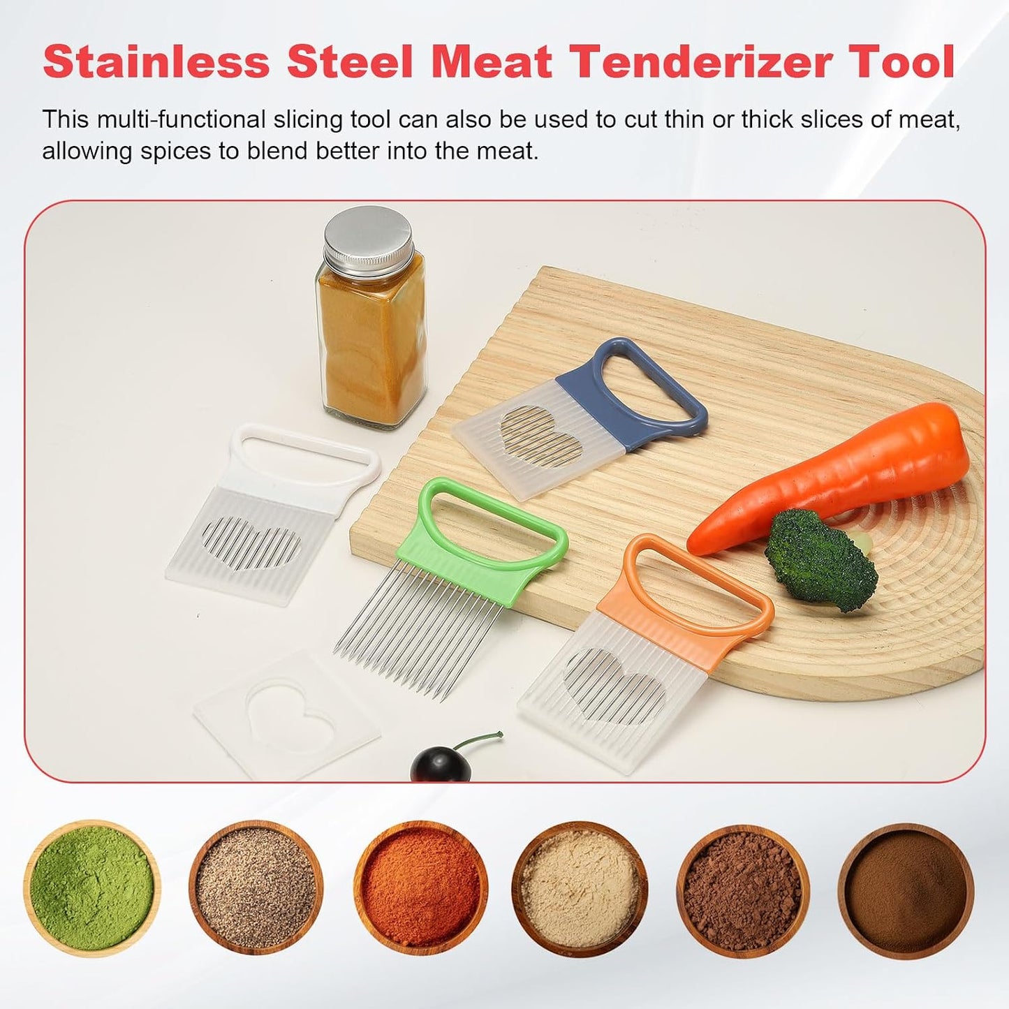 uxcell 2 Pcs Onion Slicer Holder, 4.3 x 3.1 Inch Stainless Steel Vegetable Cutting Holder Food Cutter Tool for Slicing Storing Onions Tomatoes Potatoes Avocados Apples, White