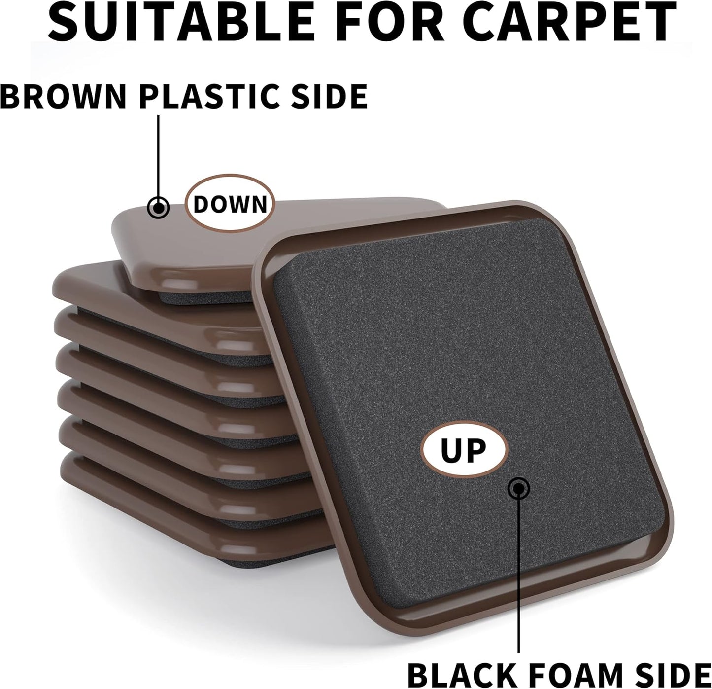 Furniture Sliders, 20 pcs-3 1/2” Square Beige Furniture Sliders for Carpet, Furniture Pads for Hardwoods Floors，Furniture Movers Sliders, Reusable Moving Pads, Floor Protectors for Carpet