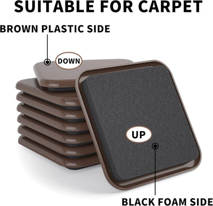 Furniture Sliders, 20 pcs-3 1/2” Square Beige Furniture Sliders for Carpet, Furniture Pads for Hardwoods Floors，Furniture Movers Sliders, Reusable Moving Pads, Floor Protectors for Carpet
