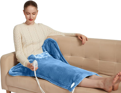 Ambershine 19''x24'' Weighted Neck & Shoulder Heating Pad, 2.5lbs with 12 Temperature Settings& 4 Auto-Off Timers, Pain Relief for Neck/Shoulder/Back(Gray&Blue)