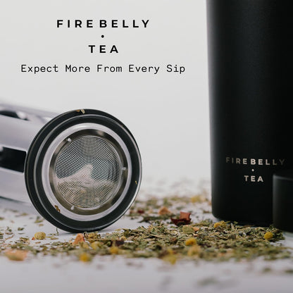 Firebelly Tea, Travel Tea Infuser Mug with Strainer, Insulated Tumbler for Loose Leaf Tea or Coffee, Leakproof Bottle for Hot or Iced Drinks, Stainless Steel Thermos with Lid, Salmon