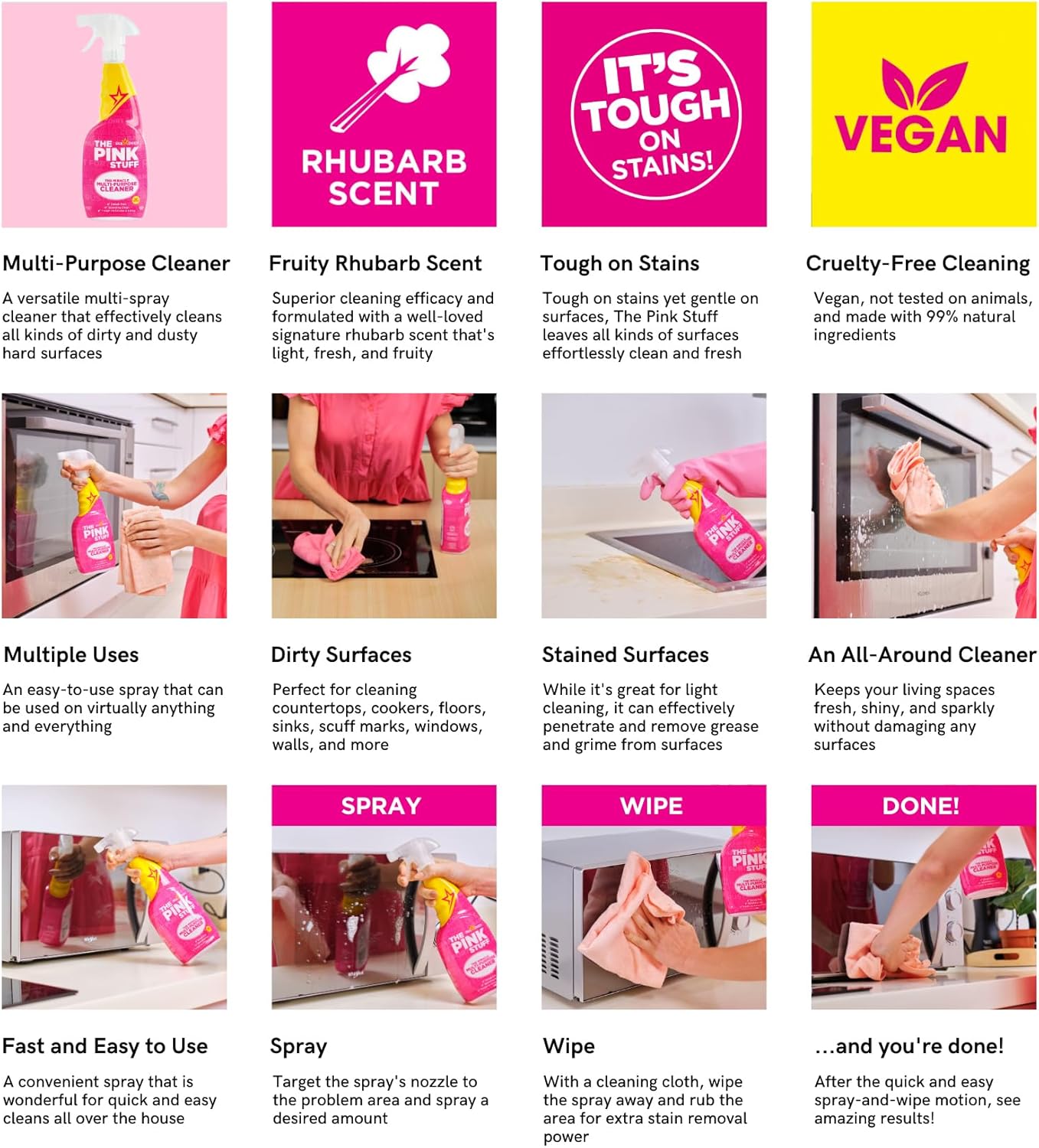 The Pink Stuff Miracle Multi-Purpose Cleaner Spray, 30 fl oz | Now 20% More, All-Purpose Cleaning Solution, For Kitchens, Bathrooms, Floors & More, Cuts Through Grease & Grime, Powerful