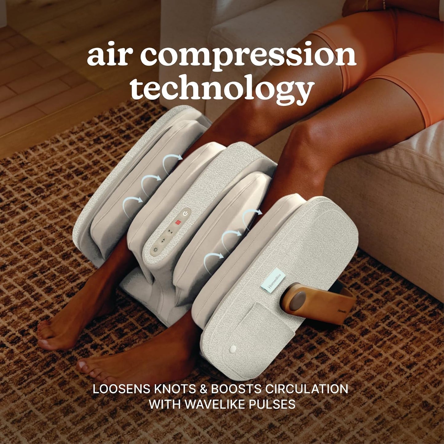 Homedics Luxe Comfort Foot Massager & Calf Massager with Heat | Shiatsu, Deep Kneading, Air Compression, Circulation Boost, Relaxation, Adjustable Modes, Post-Workout Recovery