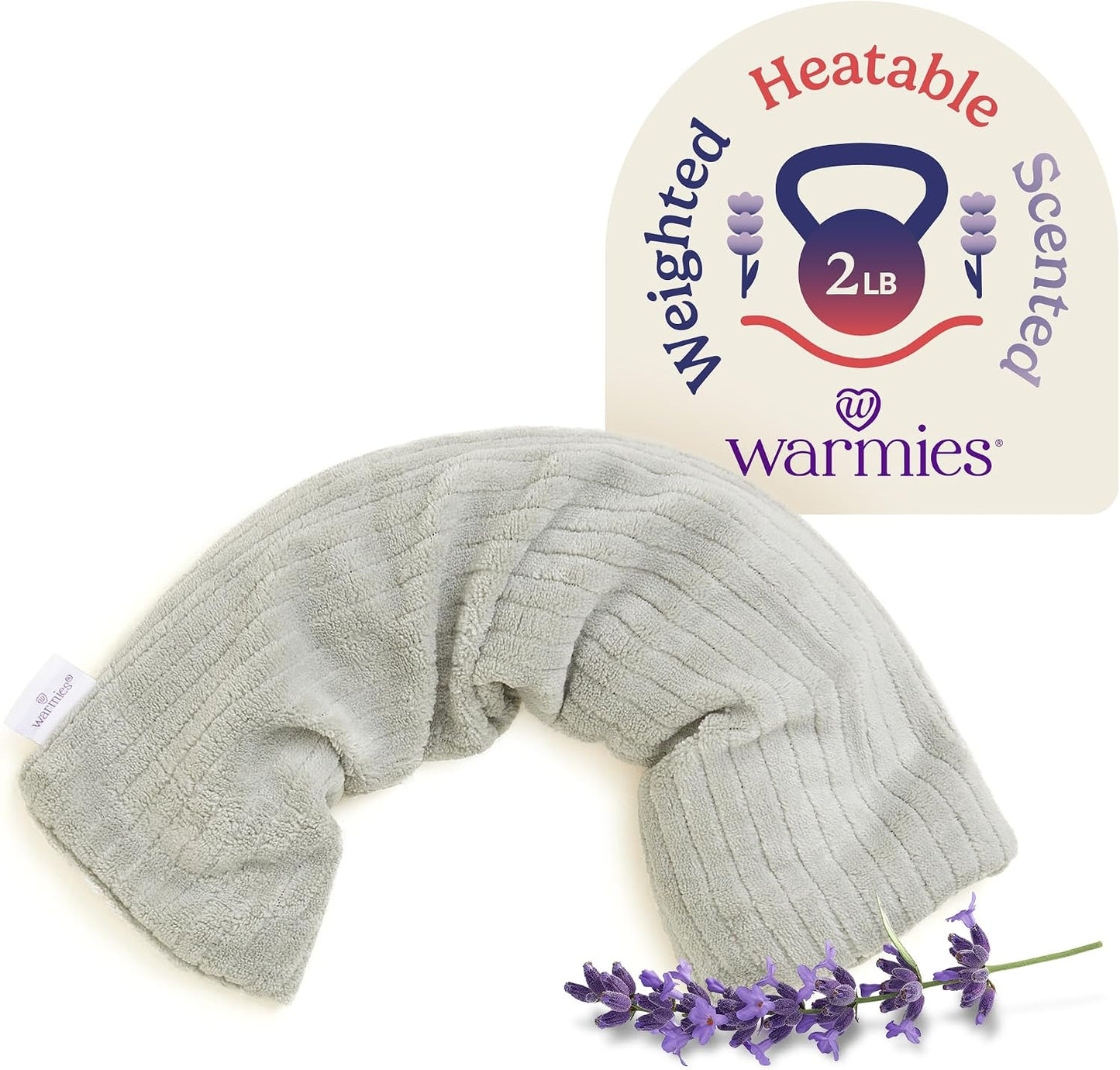 warmies Hot-Pak Microwavable Neck Wrap - Soothing Warm Compress with Scented Lavender - Cooling Neck Warmer for Relaxation - Microwave Heating Pad for Aches & Pains - Gray, Soft Cord, Pack of 1